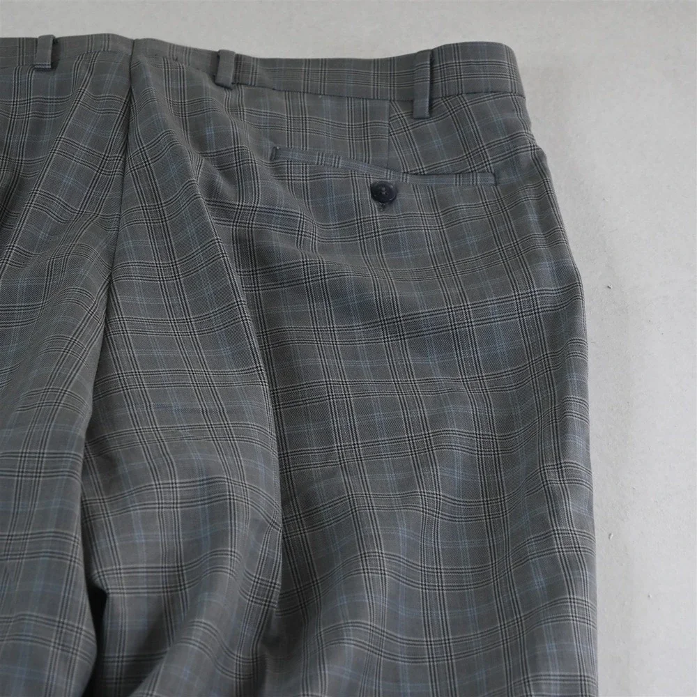 Lineage 46R 40x32 Gray Plaid Double Breasted Mens Jacket‎ Pants Suit